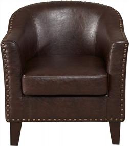 img 3 attached to Pulaski Brown Faux Leather Barrel Accent Chair - Stylish And Comfortable!