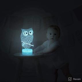 img 1 attached to Lucky Owl Night Light for Kids - 3D Optical Illusion Night Lamp with Remote Control and 16 Color Changing Desk Table Lamp - Kids Room Bedroom Decor Gift for Baby Boys Girls Teens - Ideal for Xmas, Birthday Party Celebration