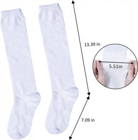 img 2 attached to Stay Comfortable And Stylish With 4 Pairs Of Women'S Casual Solid Knit Knee High Socks