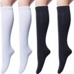 stay comfortable and stylish with 4 pairs of women's casual solid knit knee high socks logo
