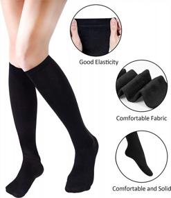 img 3 attached to Stay Comfortable And Stylish With 4 Pairs Of Women'S Casual Solid Knit Knee High Socks