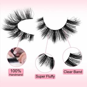 img 1 attached to 20 Pairs Pack LANFLOWER Clear Band False Lashes - Natural Look Cat Eye Russian Strip Multi-Layers Messy Fluffy Faux Mink Eyelashes 4 Styles