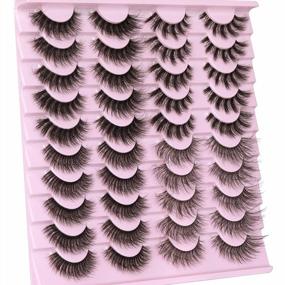 img 3 attached to 20 Pairs Pack LANFLOWER Clear Band False Lashes - Natural Look Cat Eye Russian Strip Multi-Layers Messy Fluffy Faux Mink Eyelashes 4 Styles
