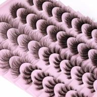 20 pairs pack lanflower clear band false lashes - natural look cat eye russian strip multi-layers messy fluffy faux mink eyelashes 4 styles logo