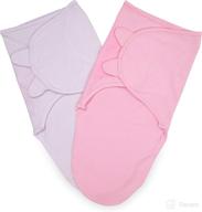 🌈 premium cotton baby swaddle blanket 2 pack - adjustable wrap for ultra soft newborn swaddles (0-3 months), ideal for boys and girls - pink/purple logo