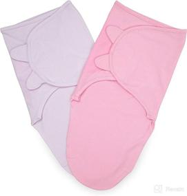 img 4 attached to 🌈 Premium Cotton Baby Swaddle Blanket 2 Pack - Adjustable Wrap for Ultra Soft Newborn Swaddles (0-3 Months), Ideal for Boys and Girls - Pink/Purple