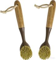 🧽 bamboo naturals: long handled dish brush with scraper - pack of 2 for effective cleaning logo