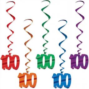 img 4 attached to Number 100 Whirls Hanging Party Decorations - 5 Piece Assorted Colors - Birthday, Anniversary Or 100Th Day Celebrations
