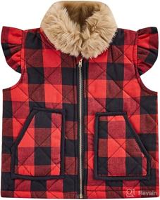 img 4 attached to 👶 Buffalo Plaid Christmas Jacket for Toddler Baby Girls and Boys - Winter Warm Vest, Puffer Quilted Gilet Coat