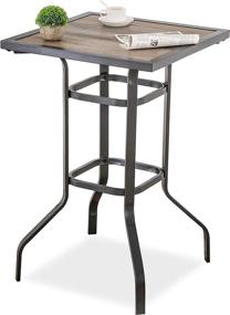 img 4 attached to PatioFestival Outdoor Bar Height Bistro Table- Durable Metal Frame With Weather-Resistant Wood-Like Top For Your Patio