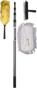img 4 attached to 🧹 Efficient High Reach Cleaning Kit: 10-Ft Extension Pole for Ceilings, Windows, Walls - Includes Fan, Ceiling Duster, Telescopic Pole, Squeegee, Duster & Mop Head