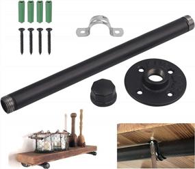 img 1 attached to Industrial Style DIY Shelving Brackets - 10 Inch Black Iron Pipe, Set Of 6, Rustic Finish, Wall Mounted, Hardware Included