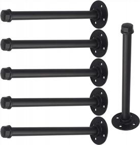 img 4 attached to Industrial Style DIY Shelving Brackets - 10 Inch Black Iron Pipe, Set Of 6, Rustic Finish, Wall Mounted, Hardware Included