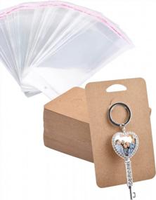img 4 attached to Набор из 300 предметов BUUFAN Kraft Paper Keychain Display Card с самозапечатывающимися пакетами - идеально подходит для продажи брелков и коричневого держателя карты