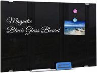 zhidian black glass dry erase board magnetic 36" x 24", modern large black tempered glass whiteboard, 3' x 2' frameless glass blackboard for wall home office school decor logo