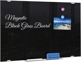 img 4 attached to ZHIDIAN Black Glass Dry Erase Board Magnetic 36" X 24", Modern Large Black Tempered Glass Whiteboard, 3' X 2' Frameless Glass Blackboard For Wall Home Office School Decor