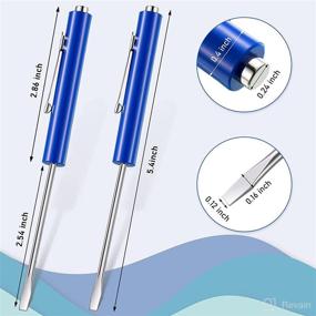 img 3 attached to Blue Pocket Magnetic Screwdriver Set - 2 Mini Slotted Head & Small Flat Head Screwdrivers 🔧 with Pocket Clip, Magnetic Tips - Ideal for Home, Office, Repair, Electricians - Essential Gadgets & Tools