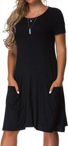 img 4 attached to VERSABENDI Plus Size Black T-Shirt Dress With Short Sleeves, Casual Loose Fit And Convenient Pockets, 2XL