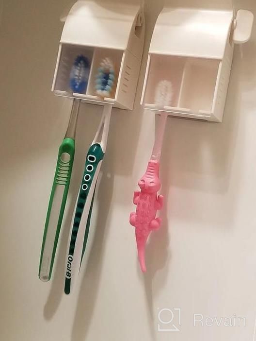 img 1 attached to 3-In-1 XYKEEY Toothbrush Holder Set - Toothpaste Dispenser, Squeezer & Razor Holder For Kids Bathroom (White, 2) review by Ashley Owens