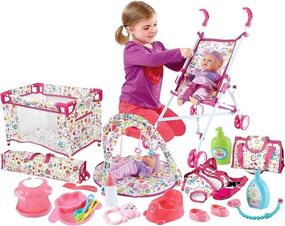 img 4 attached to Complete Baby Doll Stroller Set With Feeding Toys, Play Mat, Travel Cot, Carrier, And Bag For Kids Role Play - DeAO