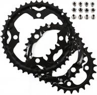 bucklos steel cnc alloy bike chainring set with pin, double/triple mtb chainring for 8/9/10 speed, 64/104 bcd, 22t-44t, 4 bolts, compatible with mountain bicycles logo