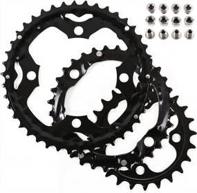 img 4 attached to BUCKLOS Steel CNC Alloy Bike Chainring Set With Pin, Double/Triple MTB Chainring For 8/9/10 Speed, 64/104 BCD, 22T-44T, 4 Bolts, Compatible With Mountain Bicycles