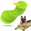 tough tear-resistant shoe shape dog chew toys with squeaker, plaque & tartar reducing teeth cleaning features, ideal for large dogs - grass green rubber material logo