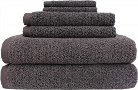 img 4 attached to Experience Ultimate Comfort With Everplush Diamond Jacquard 6 Piece Bath Towel Set In Charcoal