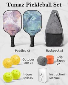 img 3 attached to Get Your Game On: Tumaz USAPA Approved Pickleball Paddles Set With Premium Honeycomb Core And Fiberglass Face - Includes Balls And Grip Tapes!