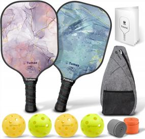 img 4 attached to Get Your Game On: Tumaz USAPA Approved Pickleball Paddles Set With Premium Honeycomb Core And Fiberglass Face - Includes Balls And Grip Tapes!