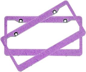 img 1 attached to Set of 2 BLVD-LPF Purple Crystal Rhinestone License Plate ABS Frames