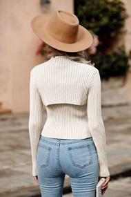 img 2 attached to Women'S Fall Fashion 2 Piece Cutout Tops Long Sleeve Mock Neck Rib Knit Pullover Sweater 2023 PrettyGarden