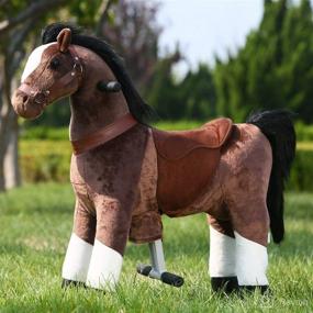 img 1 attached to 🐴 Gidygo Kids Toy Walking Rocking Horse Plush Animal Brown Pony - Ideal for Children Aged 3-6 Years Old