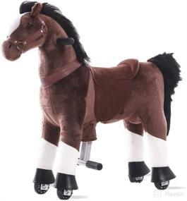 img 4 attached to 🐴 Gidygo Kids Toy Walking Rocking Horse Plush Animal Brown Pony - Ideal for Children Aged 3-6 Years Old