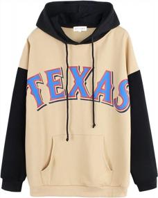 img 4 attached to Oversized Color-Block Hoodie Sweatshirts With Graphics And Pockets For Women By PESION