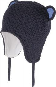 img 3 attached to Warm Knit Earflap Hat For Toddler Boys - Fleece Lined Winter Cap With Cute Ears - Navy Blue - Sizes M (48-50CM/18.9"-19.69") - Ideal For Infants And Kids
