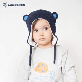 img 2 attached to Warm Knit Earflap Hat For Toddler Boys - Fleece Lined Winter Cap With Cute Ears - Navy Blue - Sizes M (48-50CM/18.9"-19.69") - Ideal For Infants And Kids