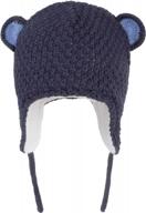 теплая вязаная шапка-ушанка для маленьких мальчиков - зимняя шапка на флисовой подкладке с милыми ушками - темно-синяя - размеры m (48-50 см / 18,9 "-19,69") - идеально подходит для младенцев и детей логотип