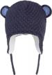 warm knit earflap hat for toddler boys - fleece lined winter cap with cute ears - navy blue - sizes m (48-50cm/18.9"-19.69") - ideal for infants and kids logo