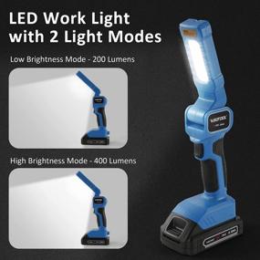 img 1 attached to WISETOOL 20V Cordless Work Light,Automotive LED Rechargeable Work Light With 360° Swivel Hook And Rotatable Lamp Head,Portable Handheld Job Site Mechanics Light For Emergency Car Repairing,Camping