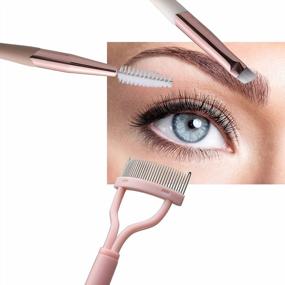 img 3 attached to Professional Duo Eyebrow Brush With Angled And Spoolie Brush, Stainless Steel Eyelash Comb Separator By IS'MINE