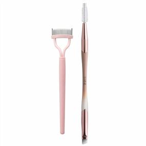 img 4 attached to Professional Duo Eyebrow Brush With Angled And Spoolie Brush, Stainless Steel Eyelash Comb Separator By IS'MINE