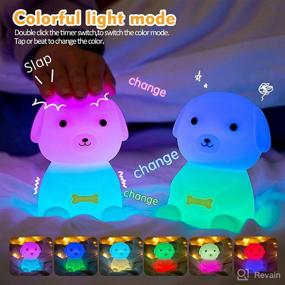 img 3 attached to 🐶 QANYI Rechargeable Puppy Dog Night Light for Kids - Cute Color Changing LED Silicone Nursery Lamp for Bedside, Bedroom, Baby Girls Boys Child Toddler Room, Pet Lover