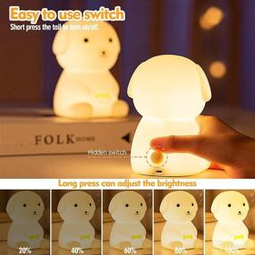 img 2 attached to 🐶 QANYI Rechargeable Puppy Dog Night Light for Kids - Cute Color Changing LED Silicone Nursery Lamp for Bedside, Bedroom, Baby Girls Boys Child Toddler Room, Pet Lover