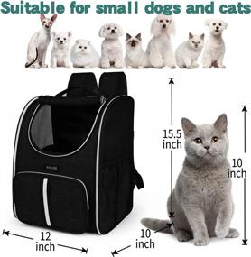 img 1 attached to Ventilated Pet Carrier Backpack With Comfort Straps And Thick Support Bottom - Two-Way Entry Design For Pet Travel - Black