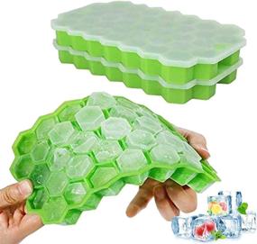 img 4 attached to 2 Pack Silicone Ice Cube Trays W/ Removable Lids - Ouddy Y-Green, One Size