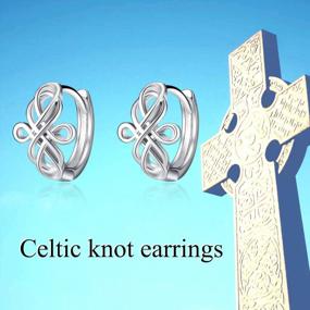 img 3 attached to Кельтские серьги-кольца Huggie Knot для женщин - ирландские украшения из стерлингового серебра 925 пробы с небольшим кельтским дизайном для удачи и стиля. Идеальный подарок на день рождения или Рождество для женщин и девочек-подростков