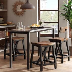img 1 attached to Modern Industrial Style: Ink+Ivy Lancaster Counter Stools With Contoured Seat And Removable Backrest For Comfortable Dining And Kitchen Use
