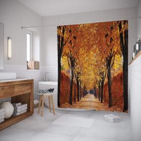 img 1 attached to Fall Pathway Shower Curtain With Dried Deciduous Tree Leaves, Romantic Cloth Fabric Bathroom Decor Set - 69" W X 70" L - Orange Brown - By Ambesonne