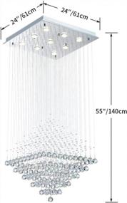 img 2 attached to Saint Mossi 9-Lights Modern Chandelier With K9 Crystals,Raindrop Chandelier Modern Flush Mount Ceiling Light,Crystal Chandelier Modern Pendant Light Fixture,Large Size,H55 X W24 X L24